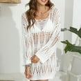 thumbnail image 4 of Plebaso Robe de Plage à Manches Longues pour Femmes, Cache-Maillot Ajouré, Maillot de Bain, Tenues de Vacances pour Femmes, 4 of 7