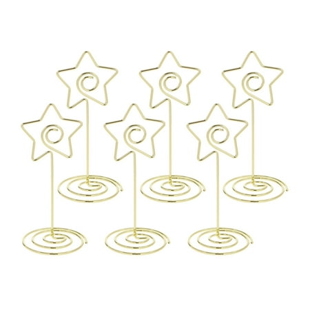 

10pcs 8.5cm Five-pointed Star Memo Photo Stand Holder Paper Note Clips for Wedding Party Table Decoration (Gold)