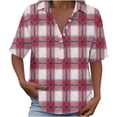 thumbnail image 7 of Guluxicc Polo Shirts for Women 3/4 Sleeve Plaid Trendy Tops Summer V Neck T Shirts Fashion Clothing, 7 of 7