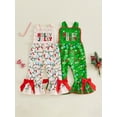 thumbnail image 3 of Loicainy Toddler Kids Girl Christmas Overalls 6 12 18 24 Months 2T 3T 4T 5T Letter Embroidery Flared Suspender Pants Jumpsuit, 3 of 9