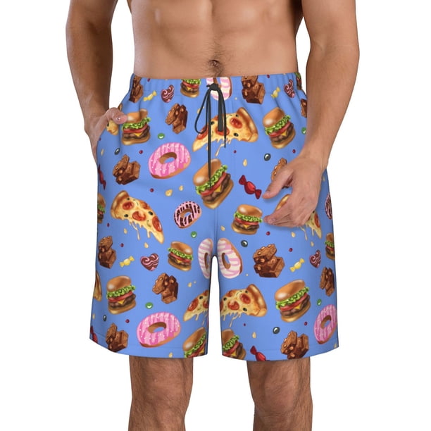 Fotbe Fastfoods Trajes de Baño Estampados para Hombre, Shorts de Verano de Secado Rápido, Ropa de Playa, Bañadores-Large