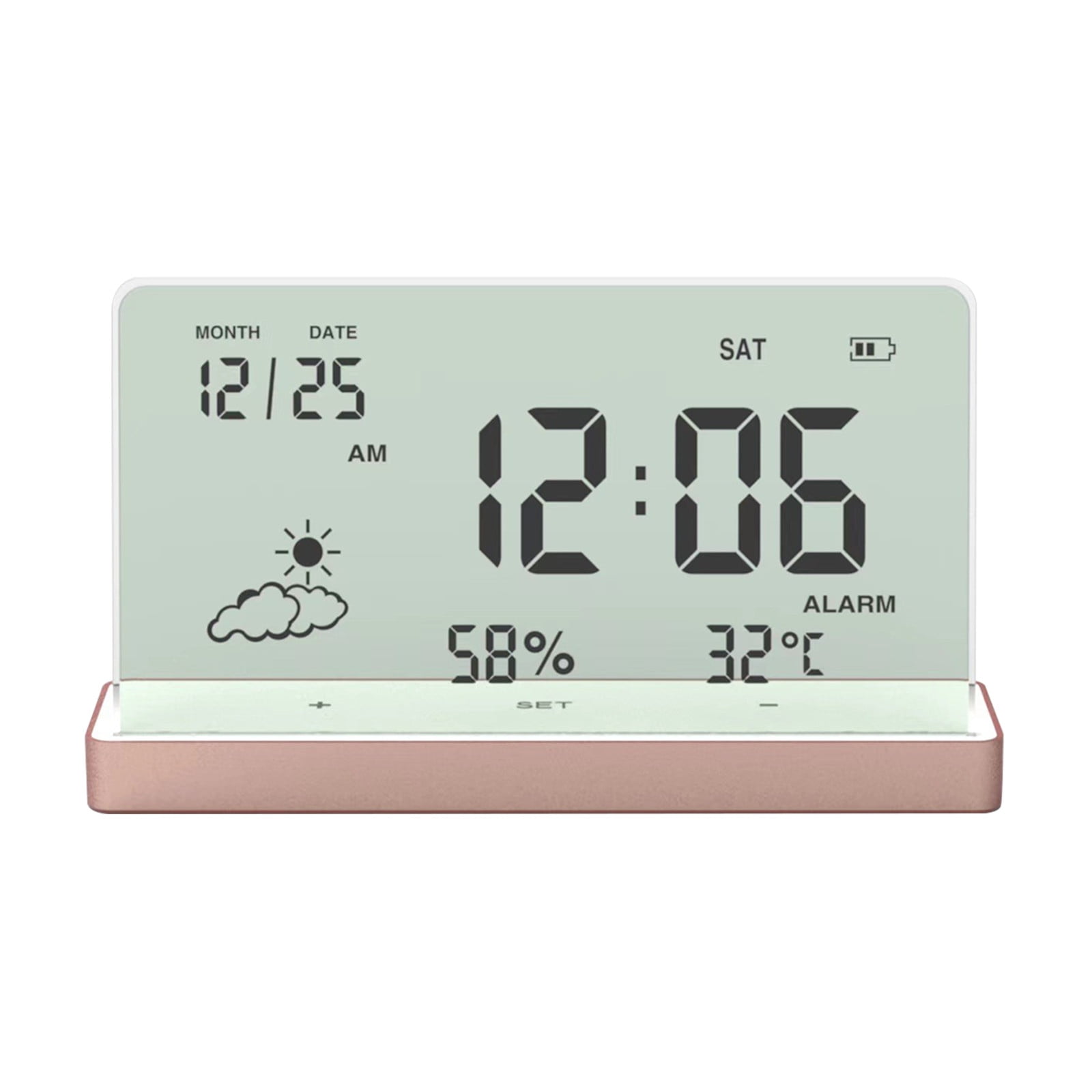 CASAFUN Digital Alarm Clock for Students Workers,Creative Clear Digital Clock with Transparent Large Screen Temp/Humidity/Date Display Electronic Alarm Clock back to School Supplies