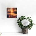 thumbnail image 3 of FANNA Red Maple Sunrise Scenery by the Lake Canvas Wall Art 12x12 in, 3 of 5