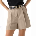 thumbnail image 6 of Sewkxo Womens Casual Elastic Waist Wide Leg Suit Shorts Summer Dressy Work Shorts with Pockets,Khaki S, 6 of 8