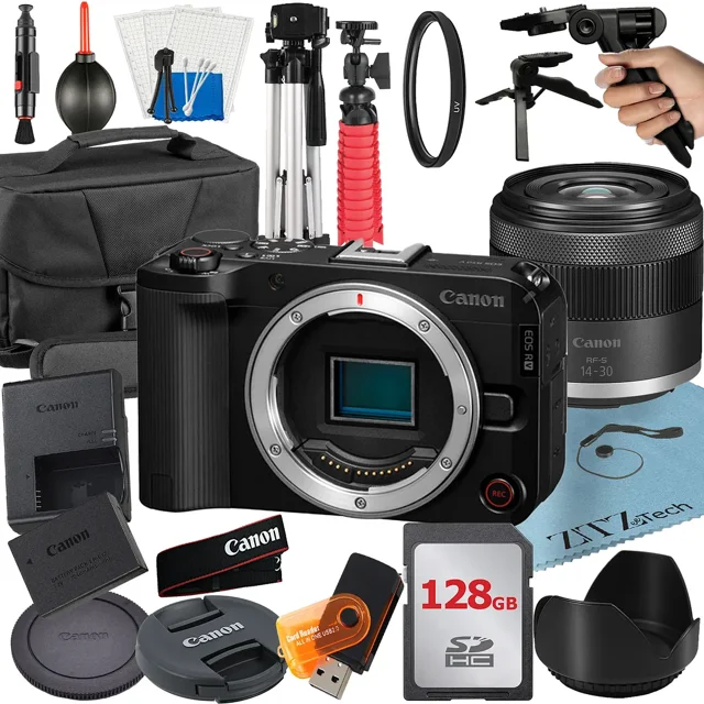 Canon EOS R50 V Appareil Photo Sans Miroir avec Objectif 14-30mm + Carte Mémoire 128 Go + Étui + Ensemble d'Accessoires ZeeTech
