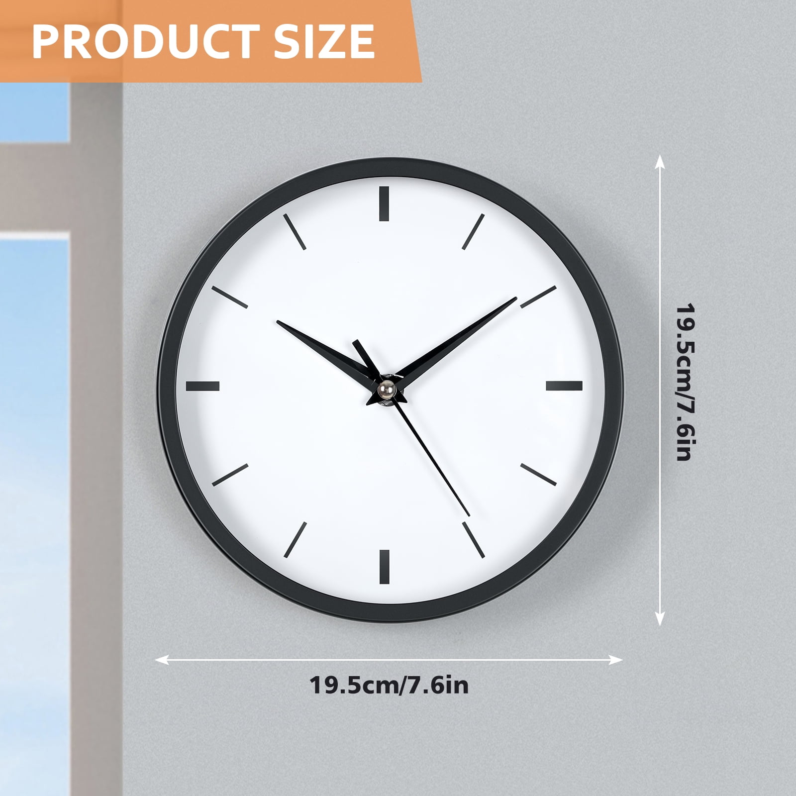 Stainless steel wall clock for bedroom living room black