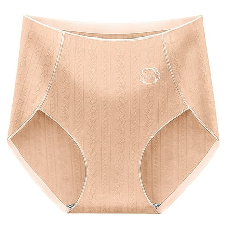 LARUYEKO Womens High Waist Seamless Tummy Pure Brief Panties Women s Cotton Underwear High Waisted Ladies Full Coverage Panties High-Cut Stretch Cool Underwear