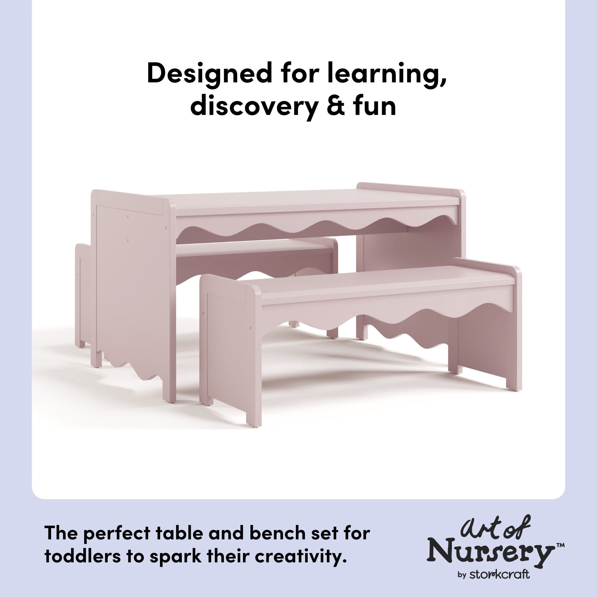 Storkcraft Casablanca Montessori Indoor Kids Table and Bench Set - Blush