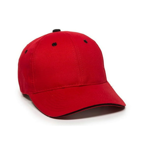 Outdoor Cap 00045727467477 Brushed Twill Sandwich Visor Cap, Red & Black - One Size