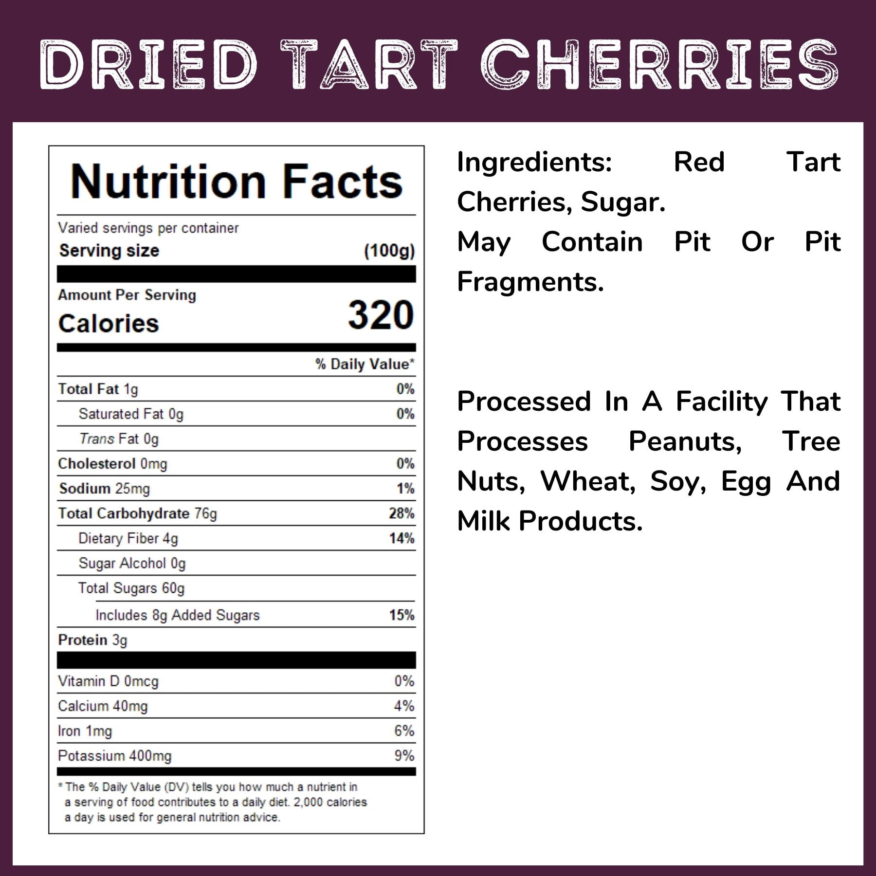 WinCrest Bulk Dried Tart Cherries - 5 Lb Case