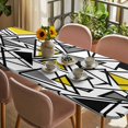 thumbnail image 3 of Yellow Black Geometric Table Cloths for 8 Foot Rectangle Tables, Abstract Art Modern Line Patio Waterproof Elastic Fitted Tablecloths, Washable Rectangular Table Cover for Camping, 3 of 8