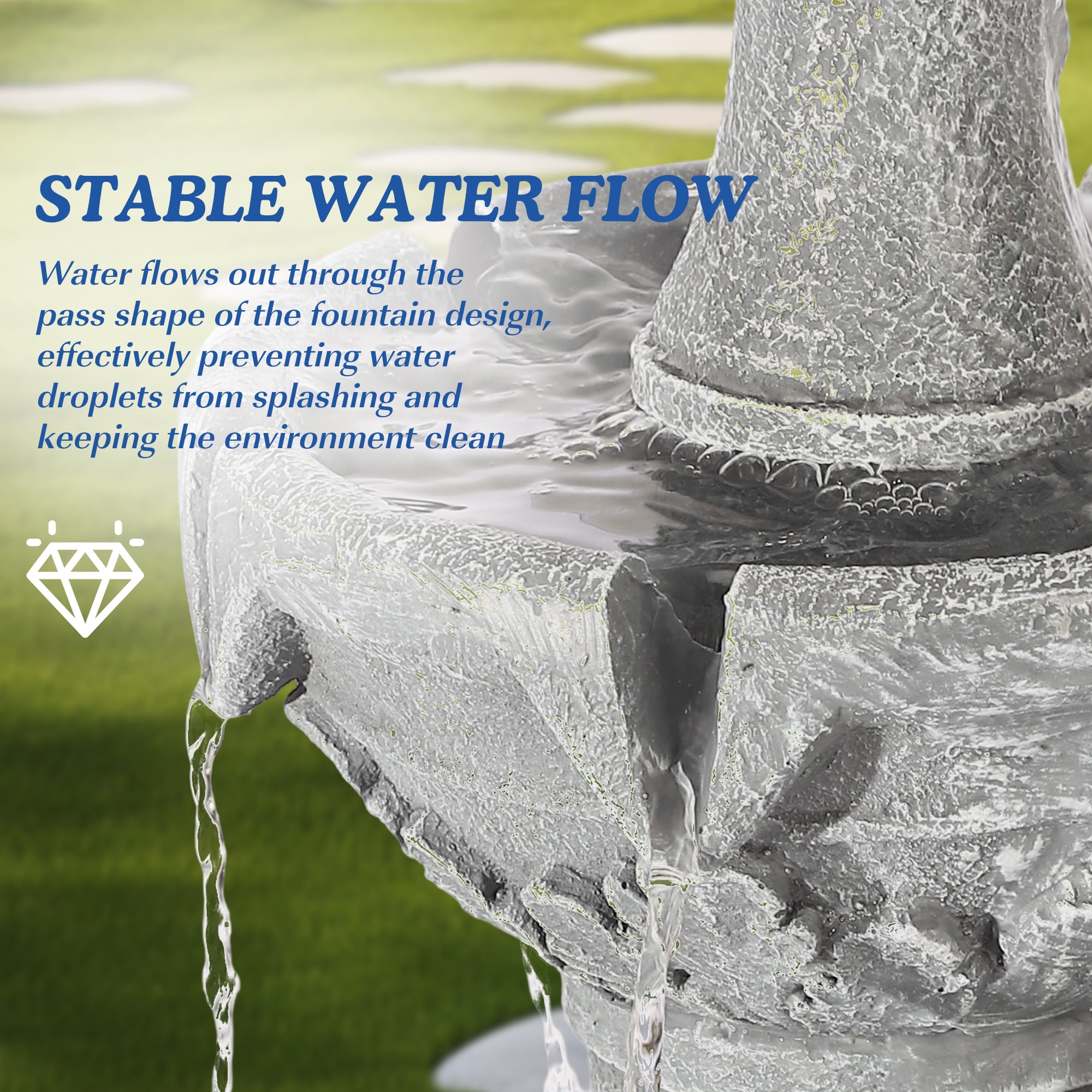 MAGIC UNION Outdoor Garden Water Fountains, 48.4" H Italian Style Fountains and Waterfalls Outside, 3-Tier Large Bubbler Cascading Indoor Floor Water Fountain Features with Pump for Home Yard Decor