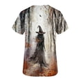 thumbnail image 4 of SwiftWear Halloween Witch Print Scrubs Tops for Women Nursing Scrubs Work Uniform V Neck Short Sleeve Nurse Scrub with Pockets L, 4 of 5