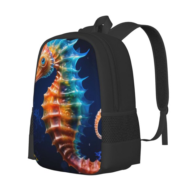 Fotbe Yellow Fish Seahorse Mochila para Hombre y Mujer - Tela Oxford 600D Resistente - Mochila Impermeable de Gran Capacidad para Escuela, Viajes y Senderismo