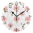 thumbnail image 4 of Pinkish Flowers Dots Leaves Round Wall Clock Silent Analog Battery Operated Gold Pointer Home Decor 9.84" Diameter, 4 of 11