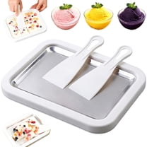 Rolled Ice Cream Maker Kit, 2026 New At-Home Stainless Steel Instant Freeze Plate with 2 Scrapers, DIY Rolled Ice Cream Tray, Perfect for Family Fun, Easy Homemade Desserts (White)