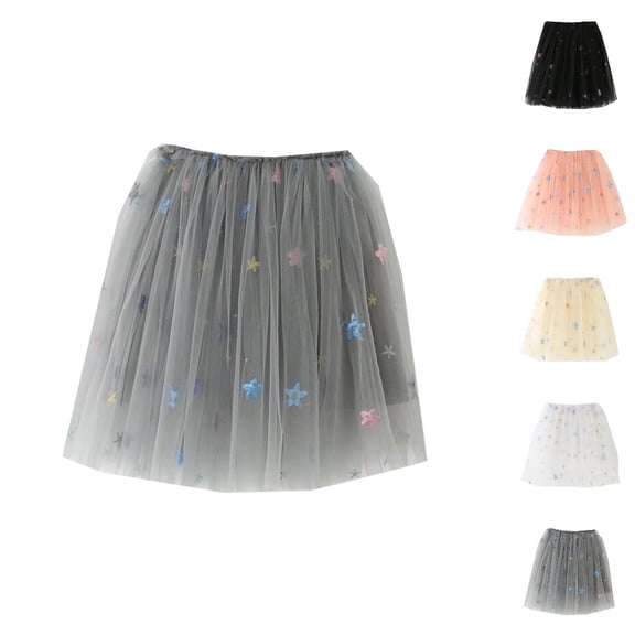 HJYCHN Girls Skirts High Waist Colorful Star Print Mesh Tutu Skirt for Carnival Party Dance Performance Back to School Supplies for Girls 4-5 Years