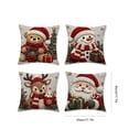 thumbnail image 3 of Christmas Pillow Covers 18x18 Set of 4, Rustic Santa SnowmanTeddy Bear Reindeer Winter Hoilday Decorative Throw Pillow Covers for Home Bedroom Living Room(A), 3 of 8