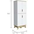 thumbnail image 3 of DeeHome Double Kitchen Pantry Wallas, Double Door, Four Legs, Four Shelves, Light Oak / White Finish, 3 of 9
