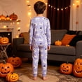thumbnail image 4 of WOYY Halloween Boys Pajamas Ghost Print Soft Long Sleeve Top Pants Lounge Set, Sizes 2-10, 4 of 4