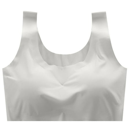 Gnurob Womens Push Up Bra Full Coverage Bralettes Seamless Wirefree Brassiere Comfort Ice Silk Bralette Beauty Back Smoothing Bra Sports Everyday Wear Clearance Saving White X-Large