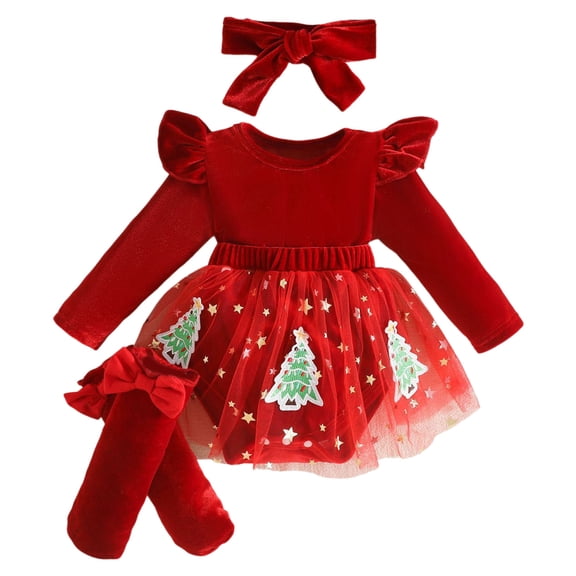OJSFQUFP Baby Girl Outfit Christmas Man Romper Dress Cute Infant Xmas Winter Clothes