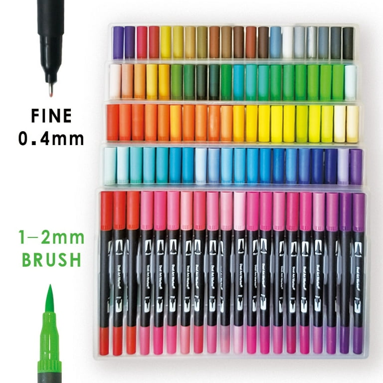 Dual Brush Pens Markers 12 Colors Art Marker Brush & Fine Tip Art Coloring  Markers for