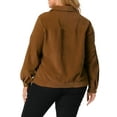 thumbnail image 3 of Agnes Orinda Women's Plus Point Collar Button Down Short Bomber Corduroy Jacket, 3 of 6