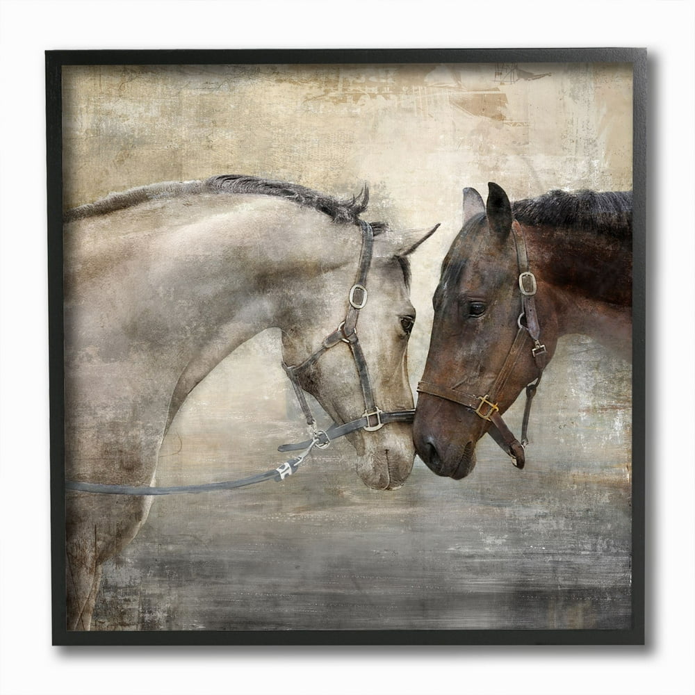 Stupell Industries Horse Couple Textured Farm Animal Photograph Framed
