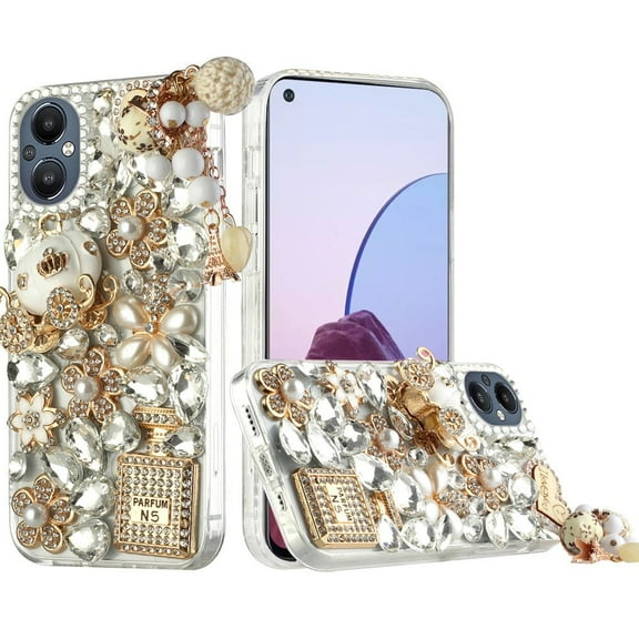 XPM for OnePlus Nord N20 5G Phone Case, Bling Crystal 3D Full Diamonds Luxury Sparkle Rhinestone Hybrid Cover for OnePlus Nord N20 5G (Ultimate Multi Ornament White)