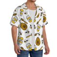 thumbnail image 4 of Vsdgher Honey Print Men's Wrinkle Free Untucked Cuban Shirt Business Casual Button Down Shirts Short Sleeve Shirt, 4 of 7
