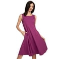 thumbnail image 2 of YELETE Lady's Sleeveless Comb-Cotton A-Line Dress with Pockets, Plum S, 2 of 4