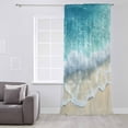 thumbnail image 3 of Aqua Blue Beach Semi Sheer Curtains Drapes for Living Room, Bedroom, French Doors Window 84 Inches Long, Coastal Seawaves Sand Shore Scenery Rod Pocket Chiffon Curtain Drapery Voile Draperies Panel, 3 of 6