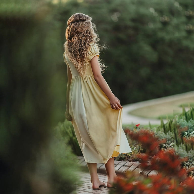 HAWEE Princess Belle Long Maxi Cotton Dresses Girls Fancy Birthday