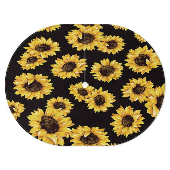 Outdoor Oval Waterproof Sunflower Tablecloth with Umbrella Hole and Zipper,Reusable Indoor/Outdoor Durable Table Cover for Patio, Party, Picnic 54 X 72 Inch