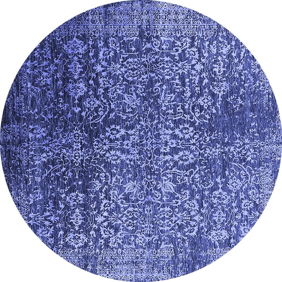 Ahgly Company Indoor Round Oriental Blue Industrial Area Rugs, 3' Round
