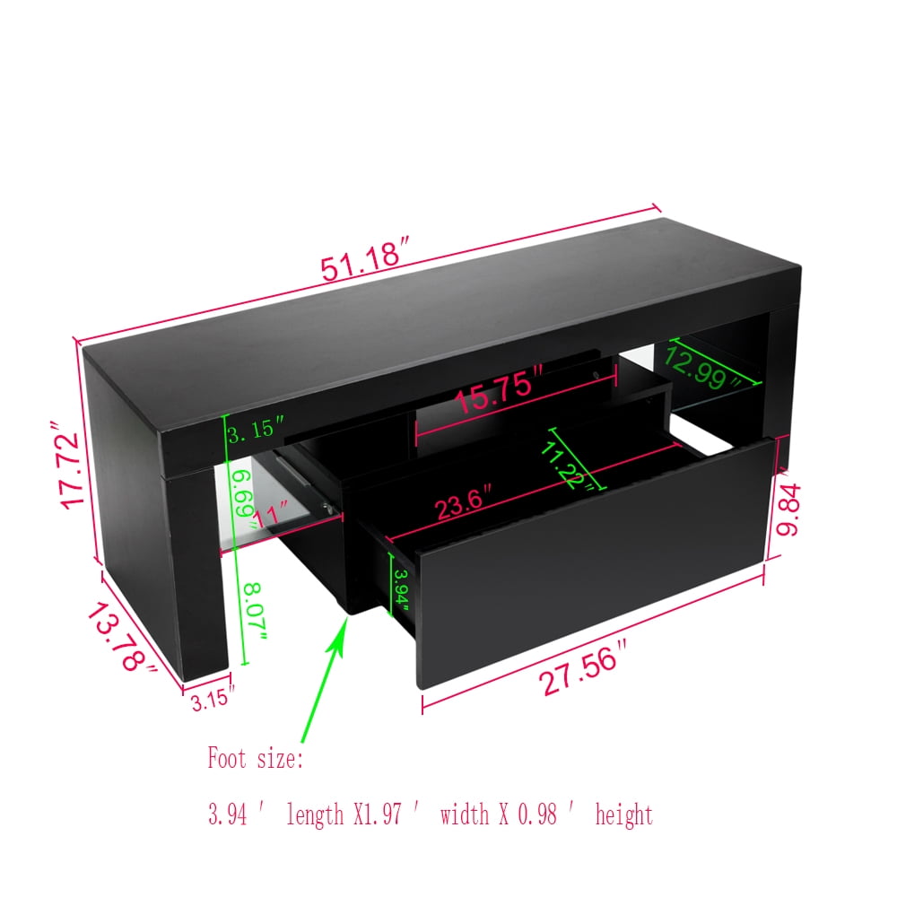 Lowestbest LED TV Cabinet, Household Decoration TV Stand with Single Drawers, Black Lowestbest LED TV Cabinet, Household Decoration TV Stand with Single Drawers, Black