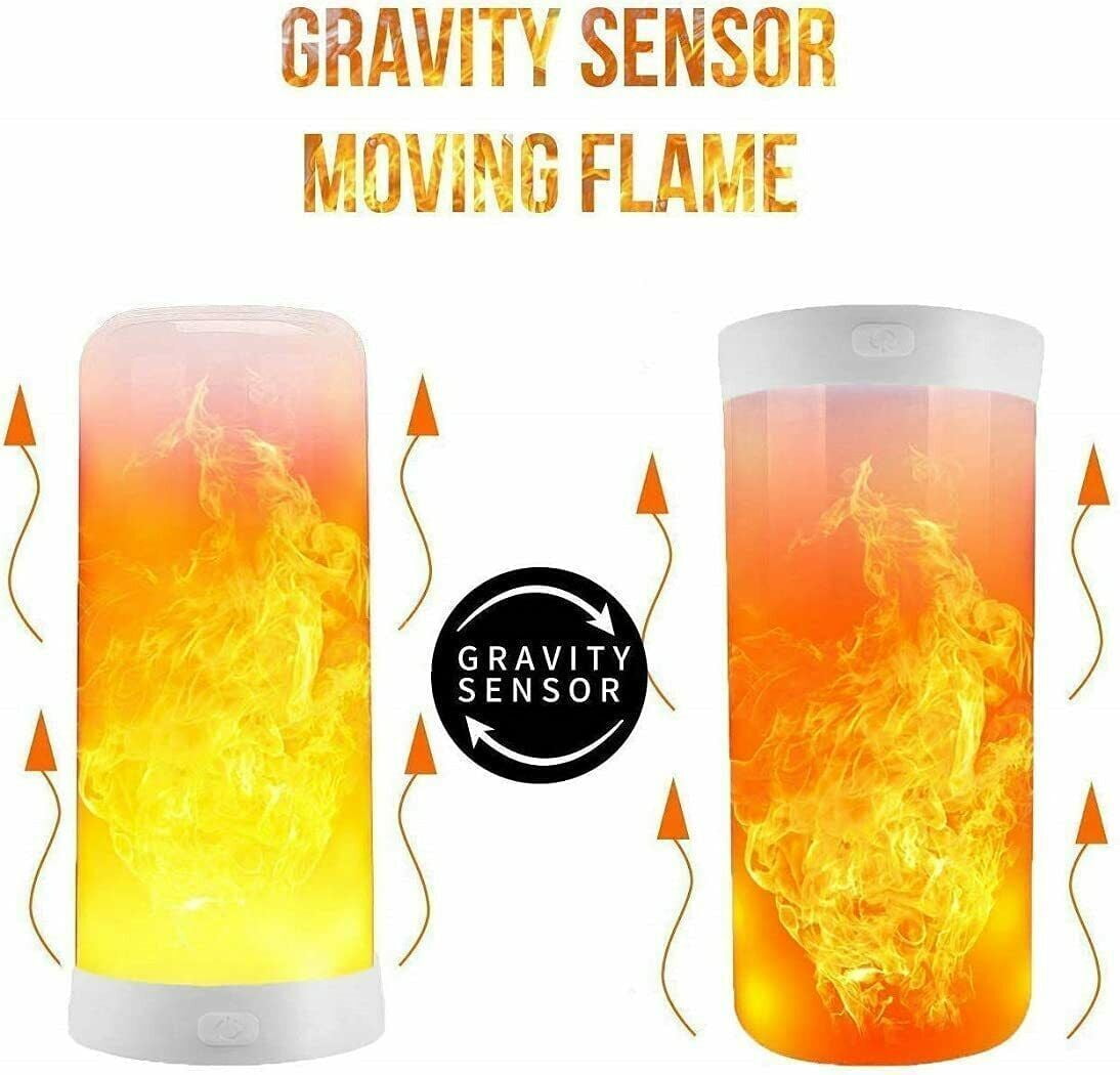 2Pcs LED Flame Lights, Battery Operated Flameless Flickering Fake Fire Candle Lamps with Remote Control Waterproof Outdoor Flame Lights for Fireplace Party Garden Bar