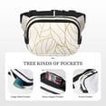 thumbnail image 5 of Honeii Elegant Gold Leaf Pattern Print Square Double Layer Waist Bag,Waist Belt Bag Fashion Fanny Women and Men,For Travel Running Hiking Walking, 5 of 9