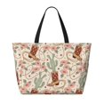 thumbnail image 2 of Honeii Floral Cowboy Boots for Tote Bag with Adjustable Strap,Beach Bag, Waterproof Sandproof Beach Tote Bag, Large Capacity Foldable Beach Bags, 2 of 7