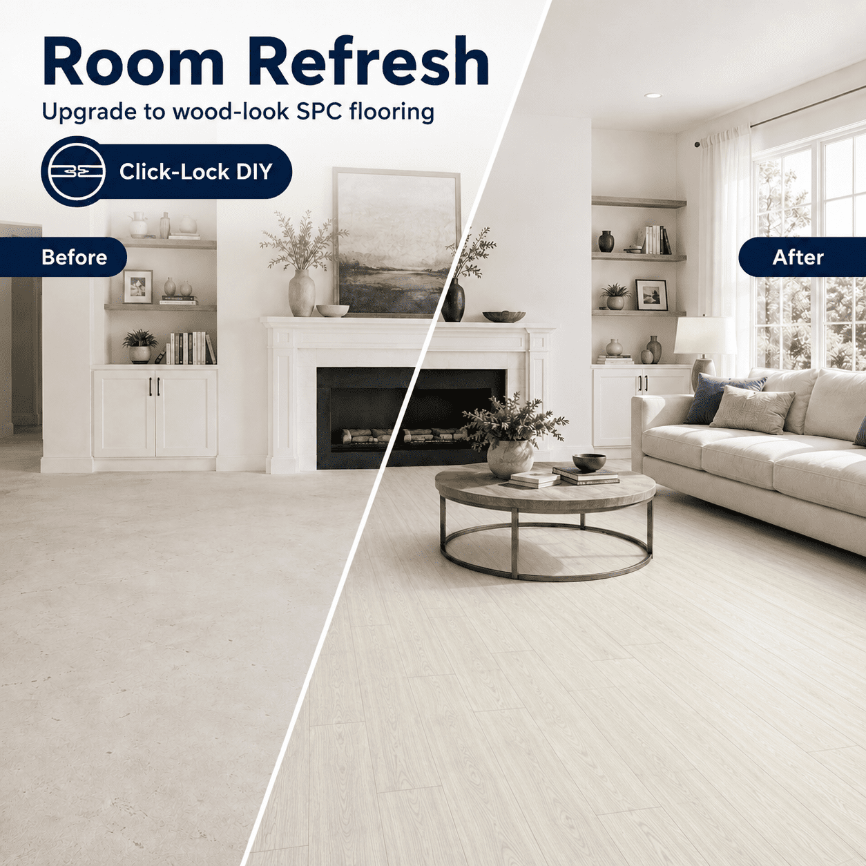 Yeslife 24-Piece Interlocking Luxury Vinyl Flooring Tile, 23.98 x 5.98 in., White Oak SPC Rigid Core, 23.9 sq. ft.