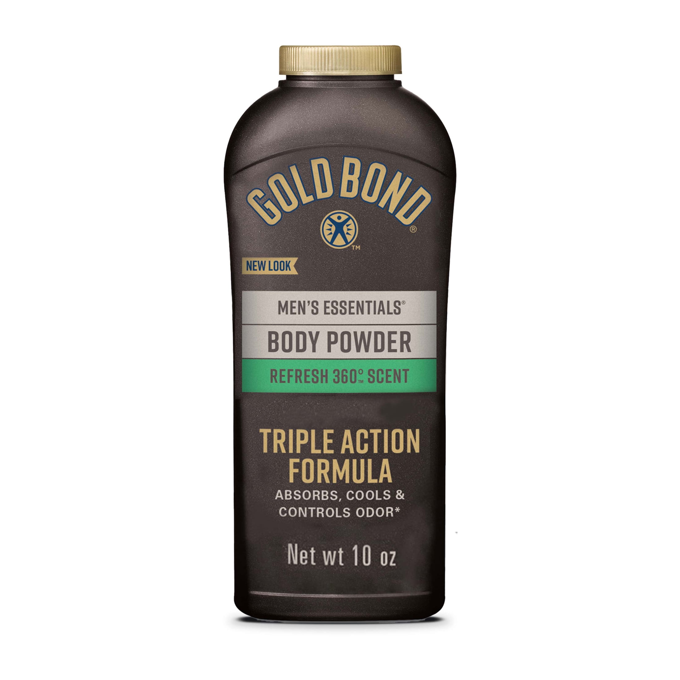 (3 pack) Gold Bond Men's Essentials Talc Free Body Powder, 10 oz., Refresh 360 Scent, Body Powder for Men, Wetness Protection