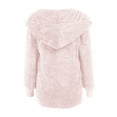 thumbnail image 4 of YDFCWXW Womens Long Sleeve Solid Fuzzy Fleece Open Front Hooded Cardigans Jacket Coats Outerwear with Pocket 2025 Winter Pink, S, 4 of 5