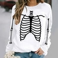 thumbnail image 5 of LYEAA Halloween Women Sweatshirt Long Sleeve Crew Neck Regular Ribbed Cuff Casual Wear Skull Holiday Clothes White XS, 5 of 5