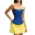 thumbnail image 1 of Tops de Corsé para Mujer, Lencería Moldeadora con Bustier, Body Push Up con Cintura de Encaje Azul Profundo XL, 1 of 10