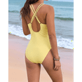 thumbnail image 7 of Women'S One Piece Swimsuit Deep V Neck Tummy Control Bathing Suit Double Straps Crisscross Swimwear Light Yellow XXL, 7 of 7