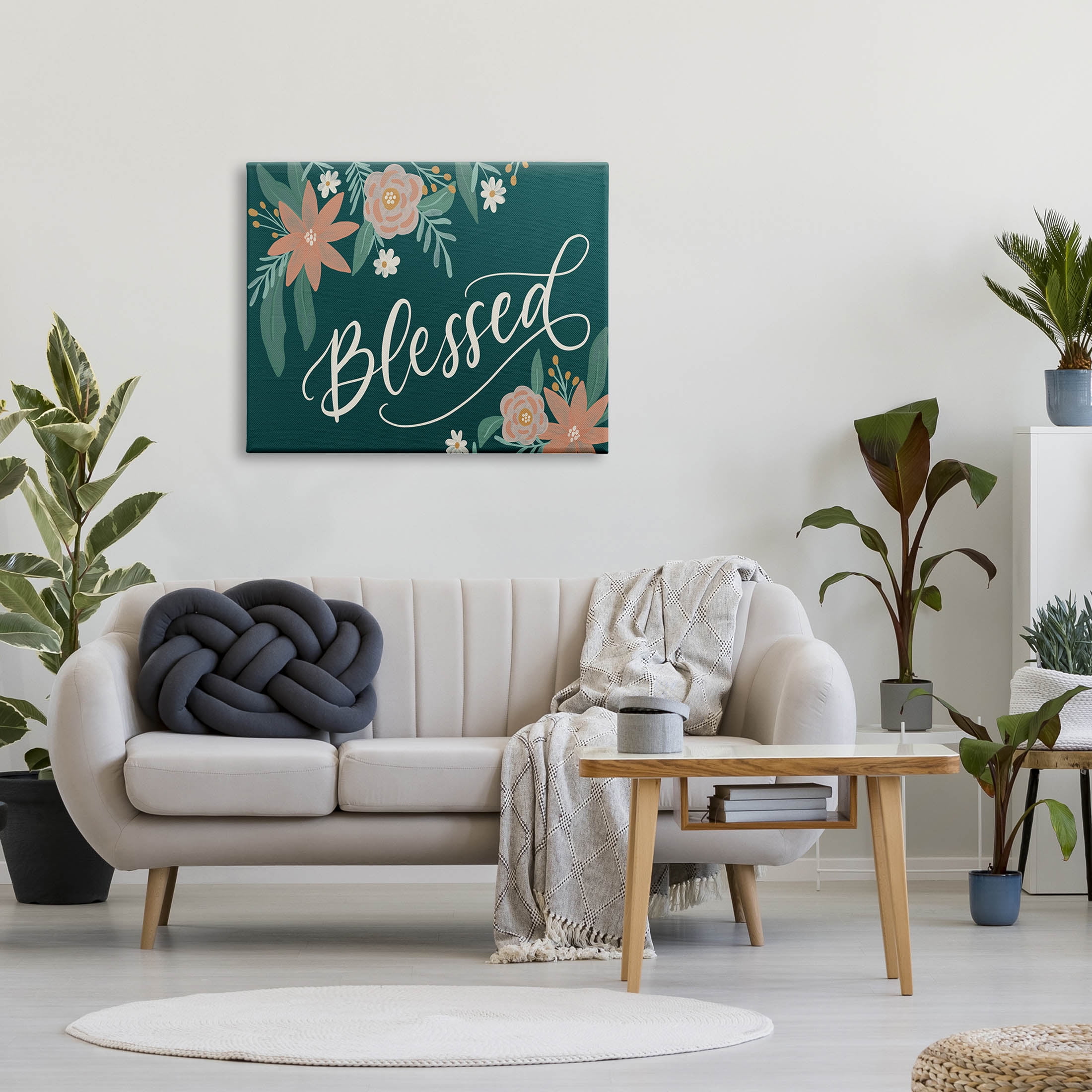 Blessed Floral Green Blossoms Botanical & Floral Graphic Art Gallery Wrapped Canvas Print Wall Art