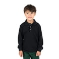 thumbnail image 2 of Leveret Boys Long Sleeve Cotton Polo Shirt Black 10 Year, 2 of 3
