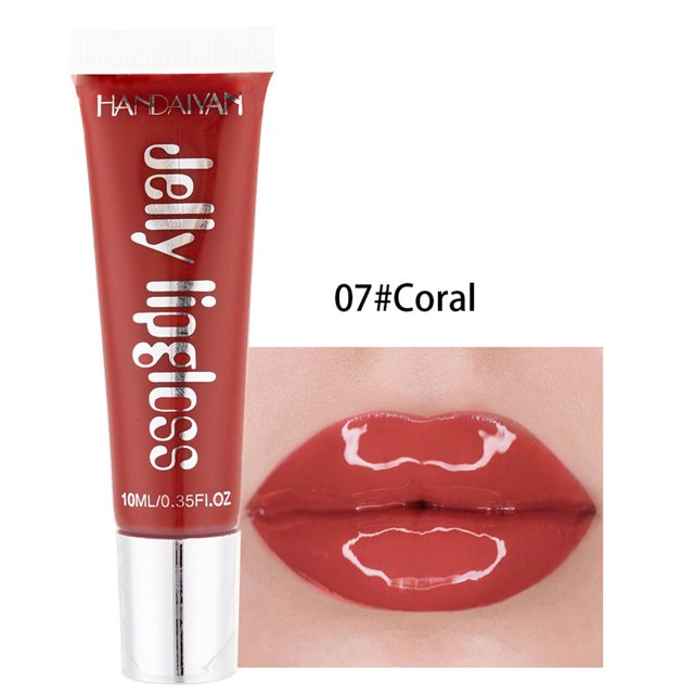 Labial Gloss Vibrante de HANDAIYAN: Tono Coral 07, Brillo Espejo y Nutrición Intensa para Labios Suaves y Jugosos