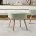 thumbnail image 2 of Mid-Century Modern 16.5" Tall Water and Stain Resistant Boucle Fabric Upholstered Ottoman with Wooden Legs, Desert Sage, 2 of 5